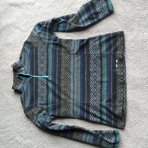 Eddie Bauer Black Patterned 1/4 Zip Fleece size XS